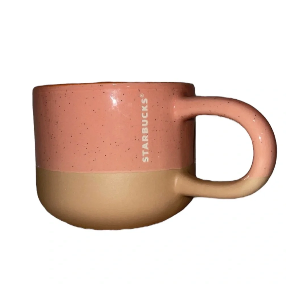 Starbucks 2018 Two-Toned Speckled Pink Terracotta Long Handle Mug